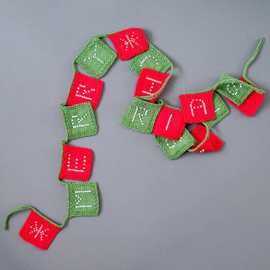 Festive Bunting Knitting Kit: Merry Christmas