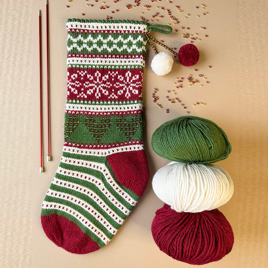 Seasons Greetings Festive Stocking Knitting Kit