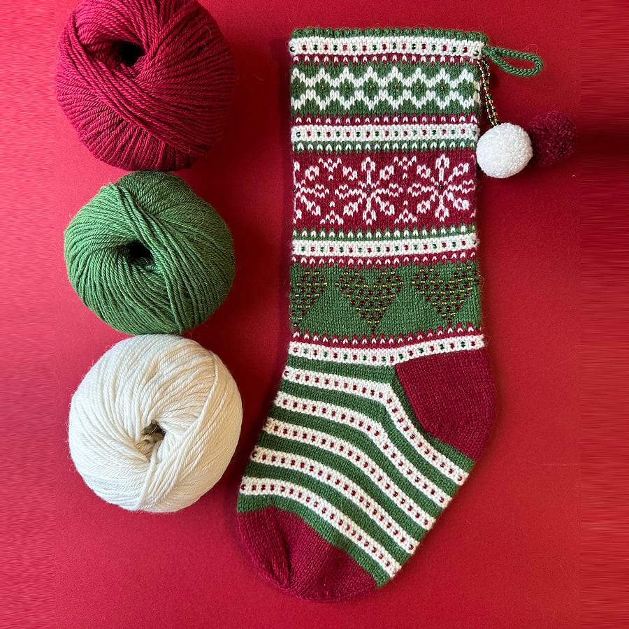Seasons Greetings Festive Stocking Knitting Kit